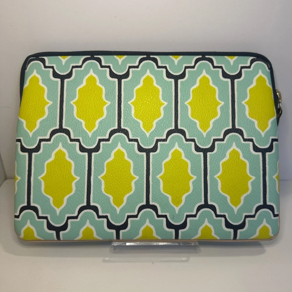 kate spade Mint Green and Yellow Geo Cabana Pattern Tablet E-Reader Sleeve
